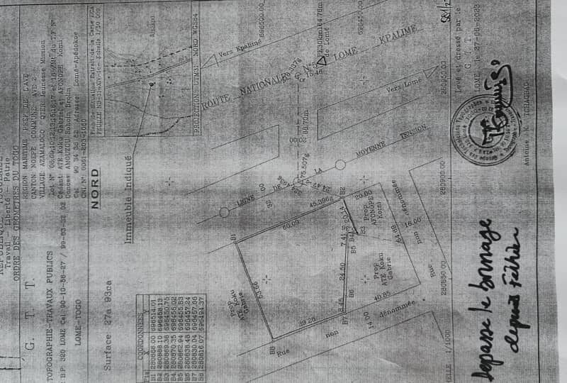 Terrain à vendre Non loin de Lomé